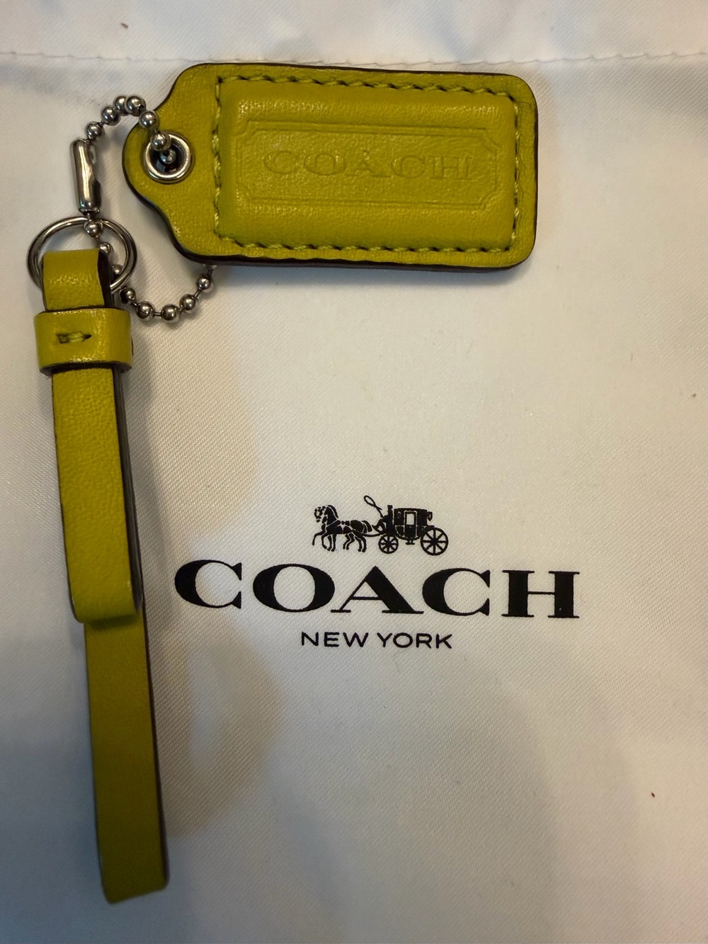 Coach Yellow Leather purse tag with Strap